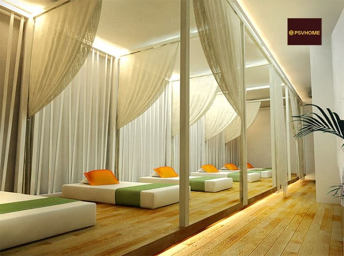 Rèm vải spa đơn giản